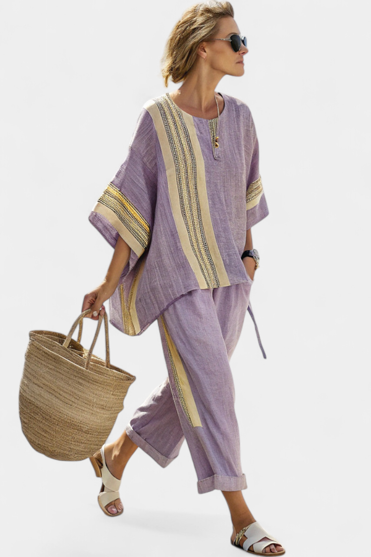 Mirthe | Airy two-piece set with stripes and oversized fit