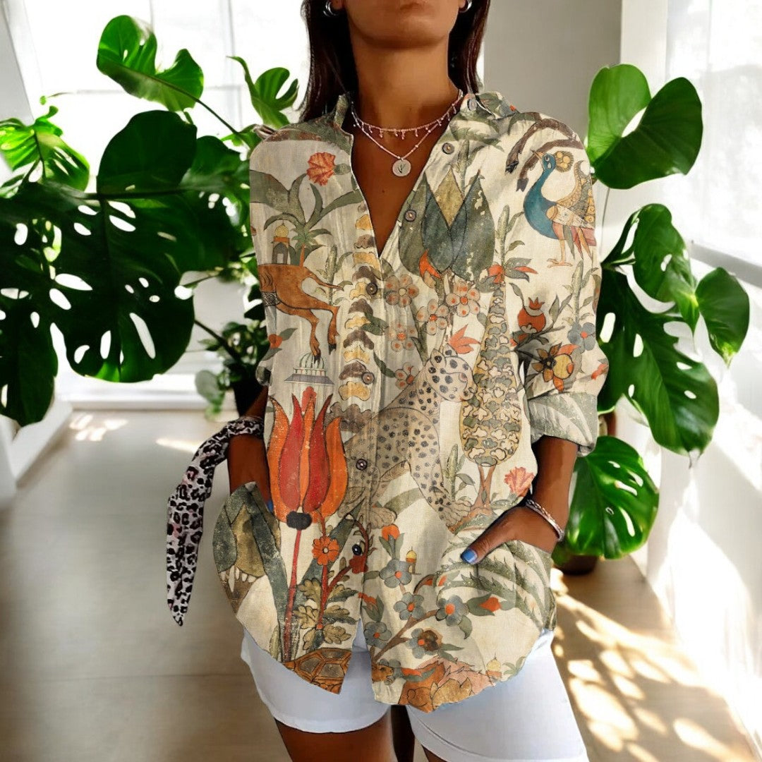 Carla™ | Vintage Floral Print Blouse