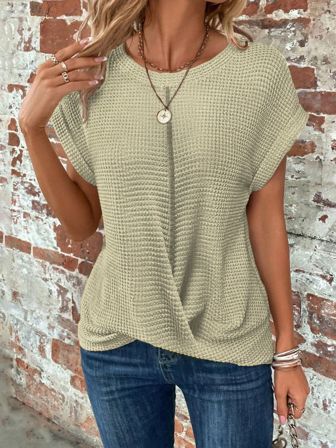April | Waffle Knit Casual T-Shirt