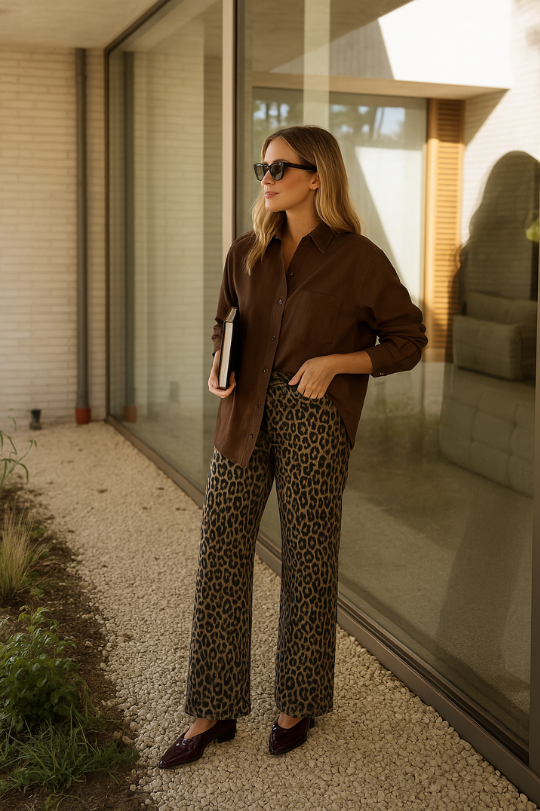NADINE™ | THE LEOPARD FLARED TROUSERS