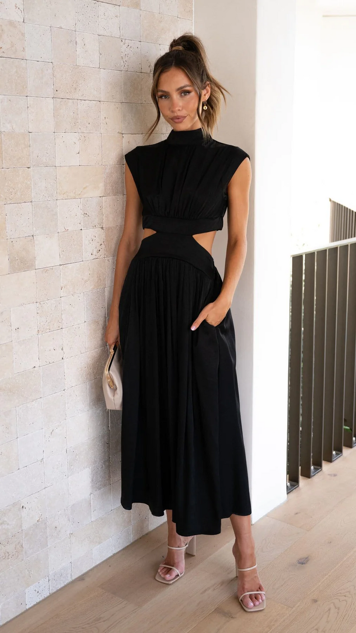 Quincy | Midi Dress Featuring Cut-Outs and Pockets