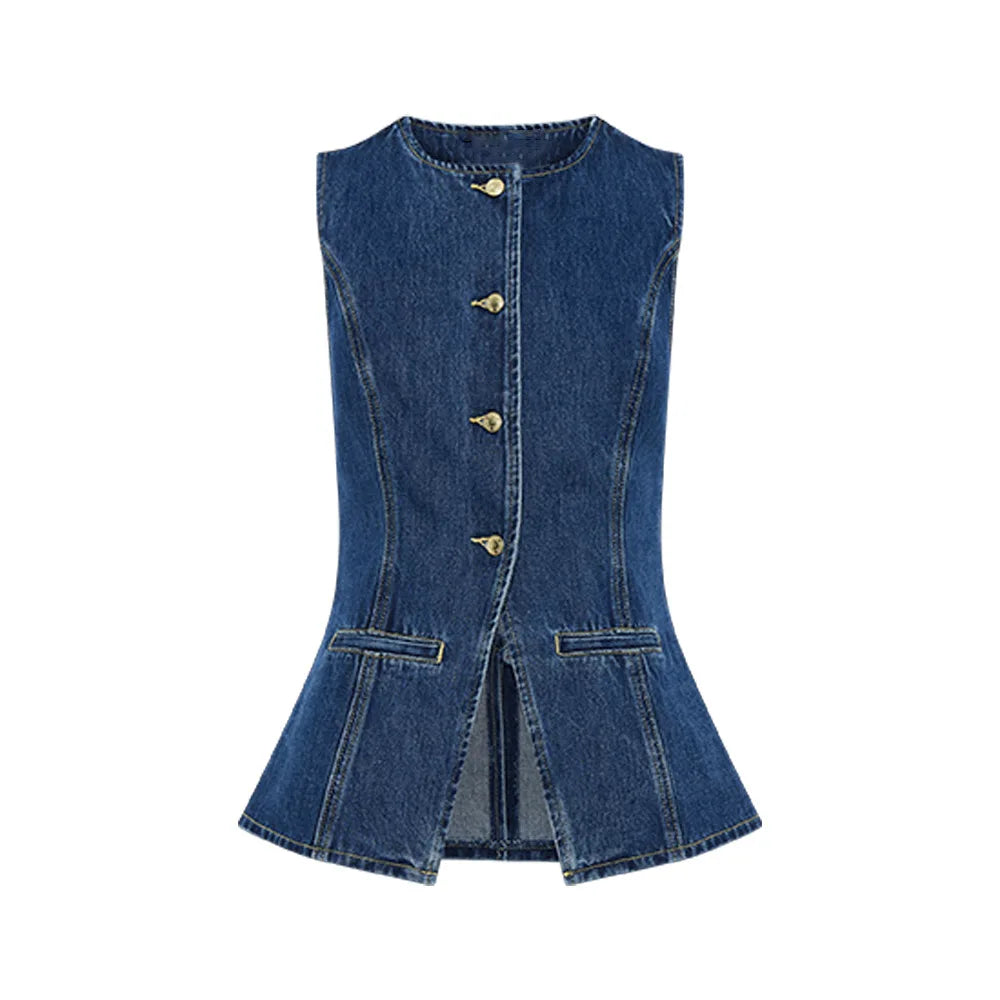 Scarlett™ - Modern Sleeveless Denim Two Piece Set