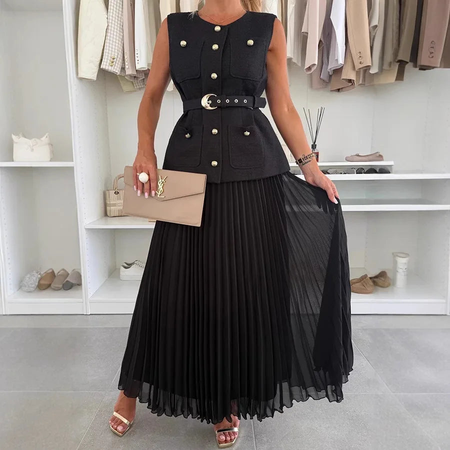 Zoe™ - Elegant Tweed Jacket And Long Skirt Set
