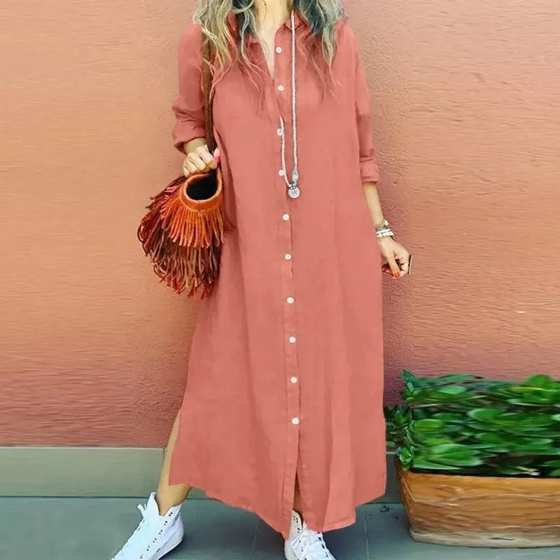 Ava - Soft Linen Shirt Dress