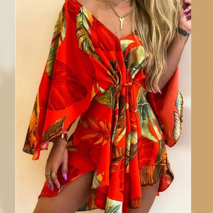 Daisy - Floral V-Neck Boho Mini Dress