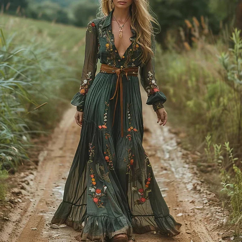 Amara | Bohemian Floral Maxi for Free-Spirited Elegance