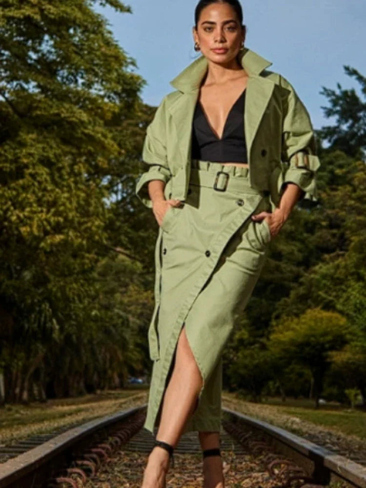 Zoe™- Elegant Jacket and Wrap Skirt Set