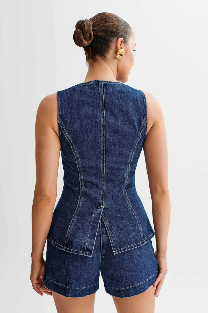 Scarlett™ - Modern Sleeveless Denim Two Piece Set