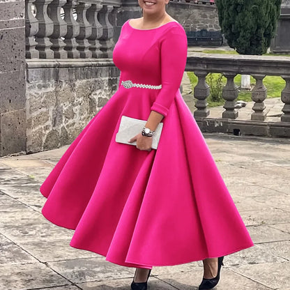 Alessia | Pleated Belted A-Line Maxi Dress