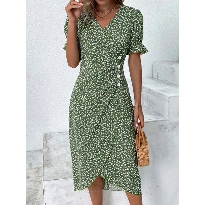 Zoe™ - Elegant Floral Midi Dress
