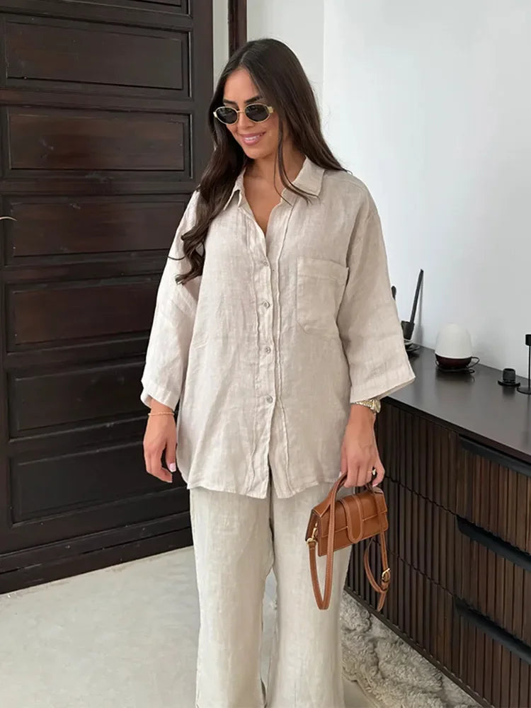 Grace™ - Vintage Casual Loose Pants with Shirt Set