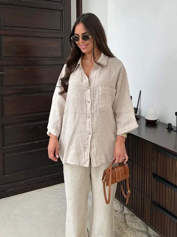 Grace™ - Vintage Casual Loose Pants with Shirt Set