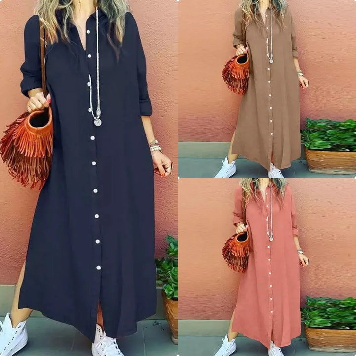 Ava - Soft Linen Shirt Dress