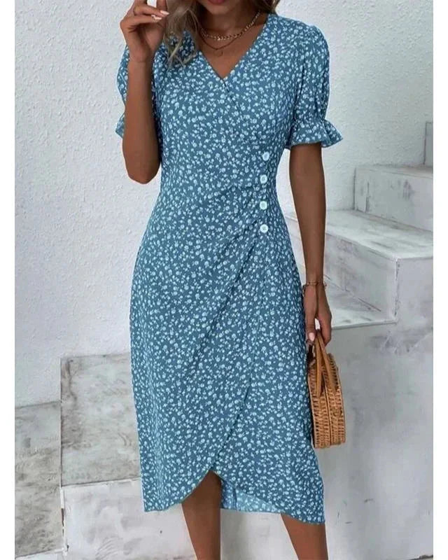 Zoe™ - Elegant Floral Midi Dress