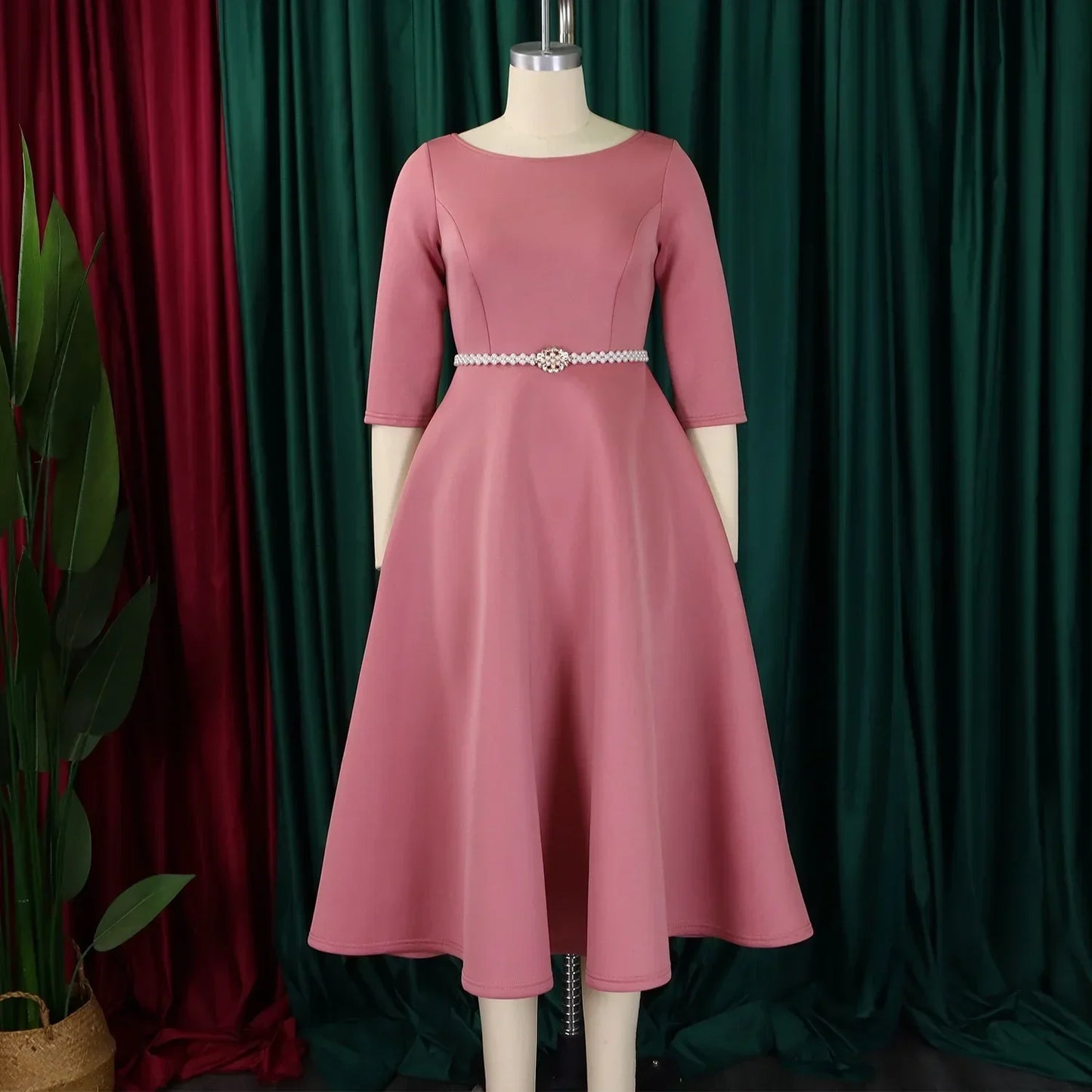 Alessia | Pleated Belted A-Line Maxi Dress