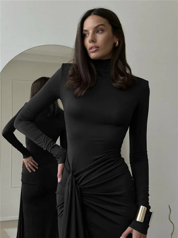Abigail - Sexy Turtleneck Bodycon Dress with Thigh High Split