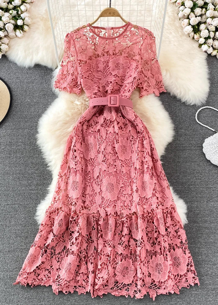 Flora - Stylish Floral Lace Midi Dress