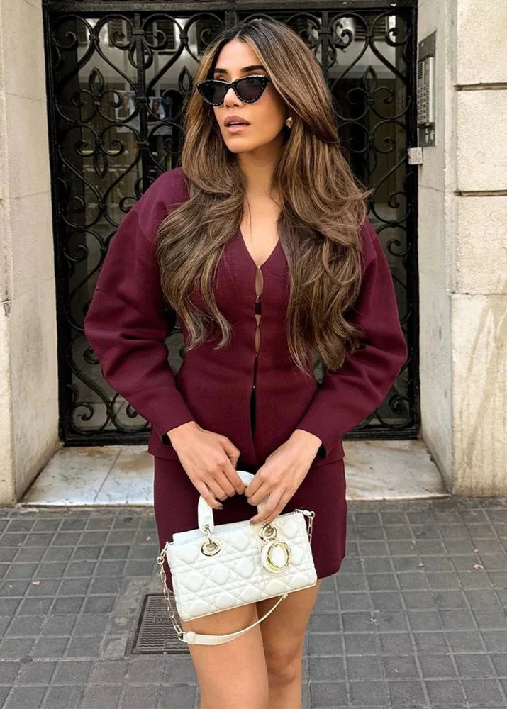 Peyton™ - Casual V-neck Long Sleeve 2 Pieces Set