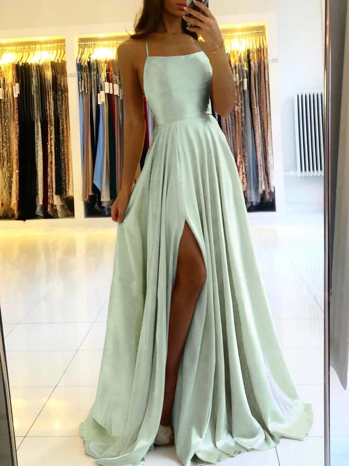 Elena | Dusty Rose Satin Prom Dress