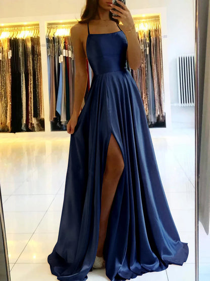 Elena | Dusty Rose Satin Prom Dress