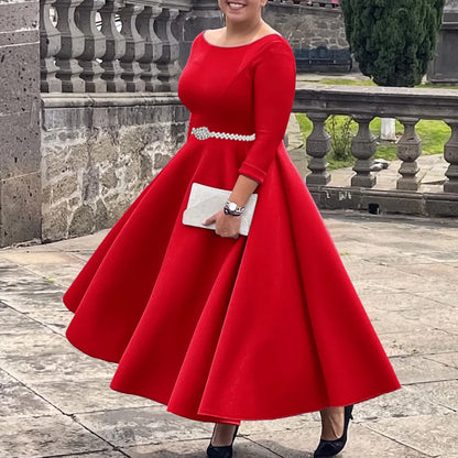 Alessia | Pleated Belted A-Line Maxi Dress