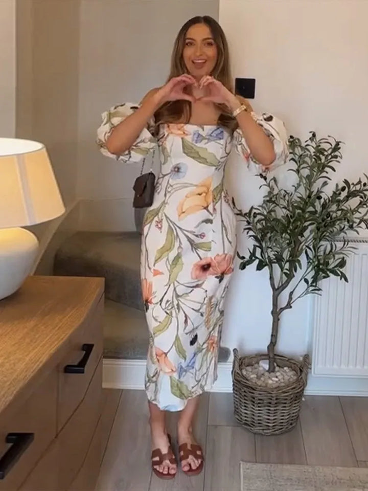 Chloe - Modern Floral Midi Dress