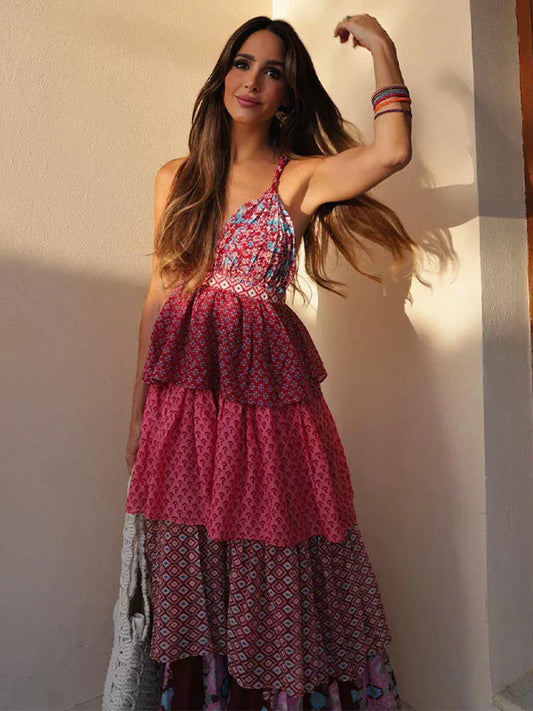 Mona - Classic Floral Print Maxi Dress