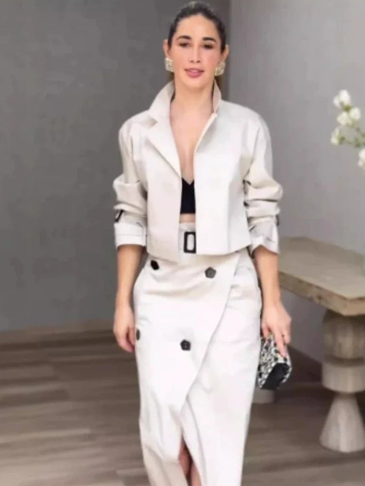 Zoe™- Elegant Jacket and Wrap Skirt Set