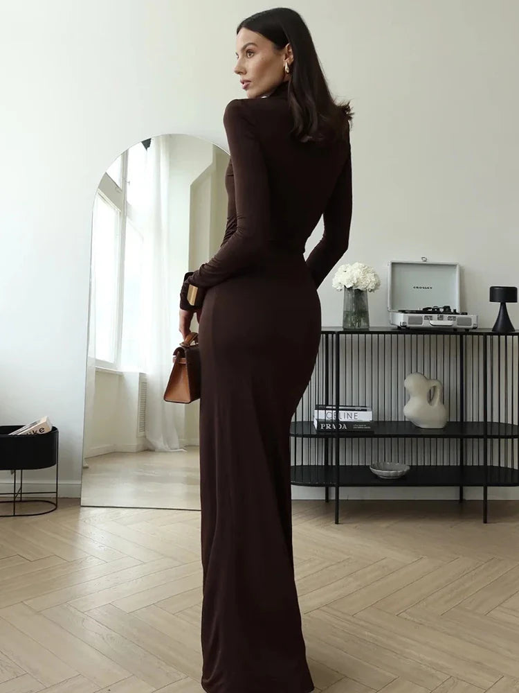 Abigail - Sexy Turtleneck Bodycon Dress with Thigh High Split