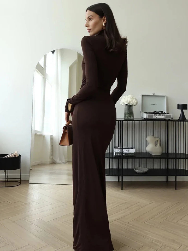 Abigail - Sexy Turtleneck Bodycon Dress with Thigh High Split