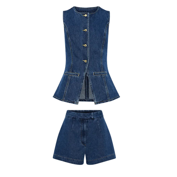 Scarlett™ - Modern Sleeveless Denim Two Piece Set
