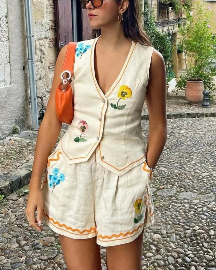Riley™ - Casual Vest Shorts Set