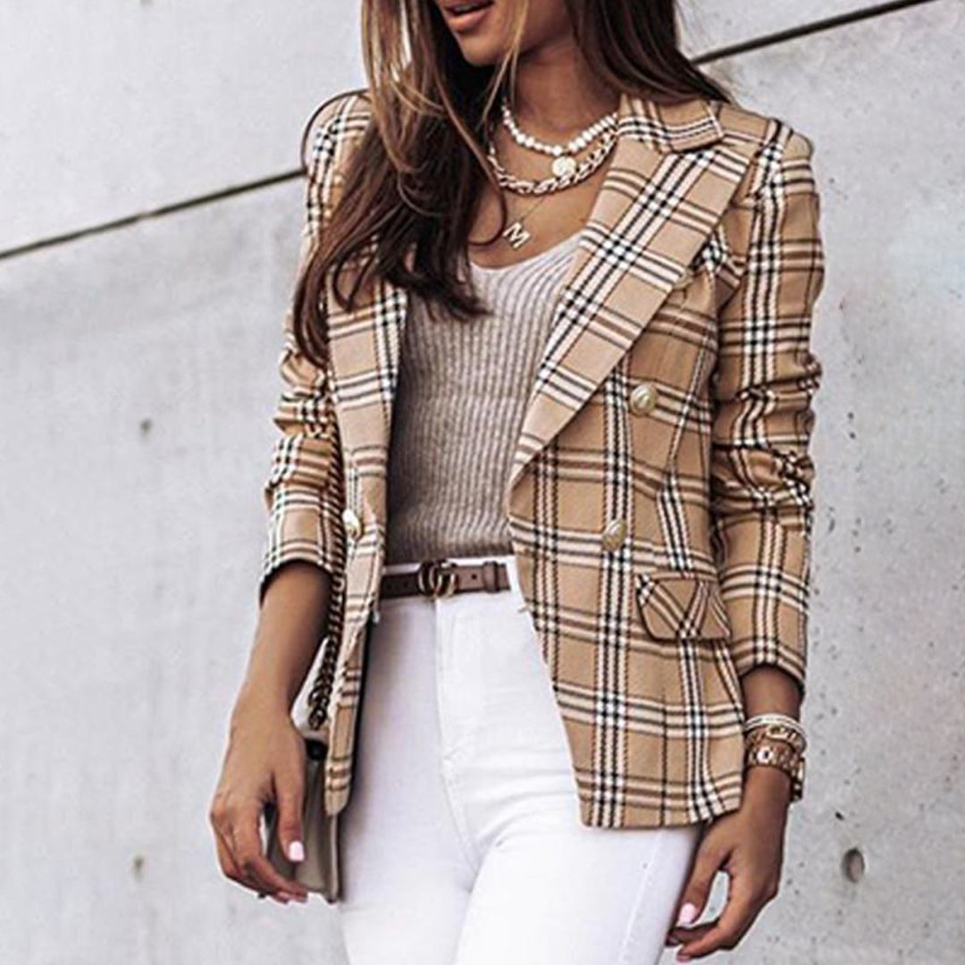 Luna – Tailored Wool-Blend Plaid Blazer
