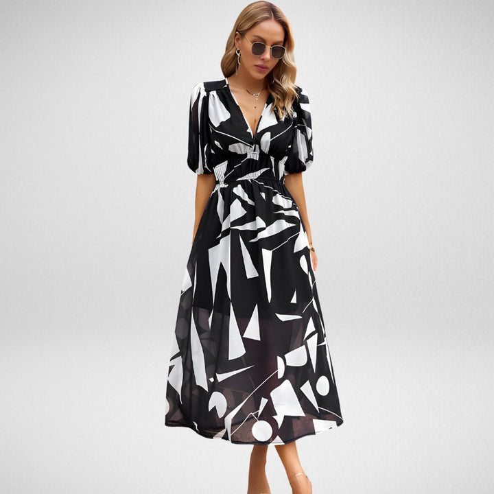 Ellena I Midi Dress with Abstract Pattern