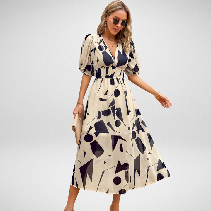 Ellena I Midi Dress with Abstract Pattern