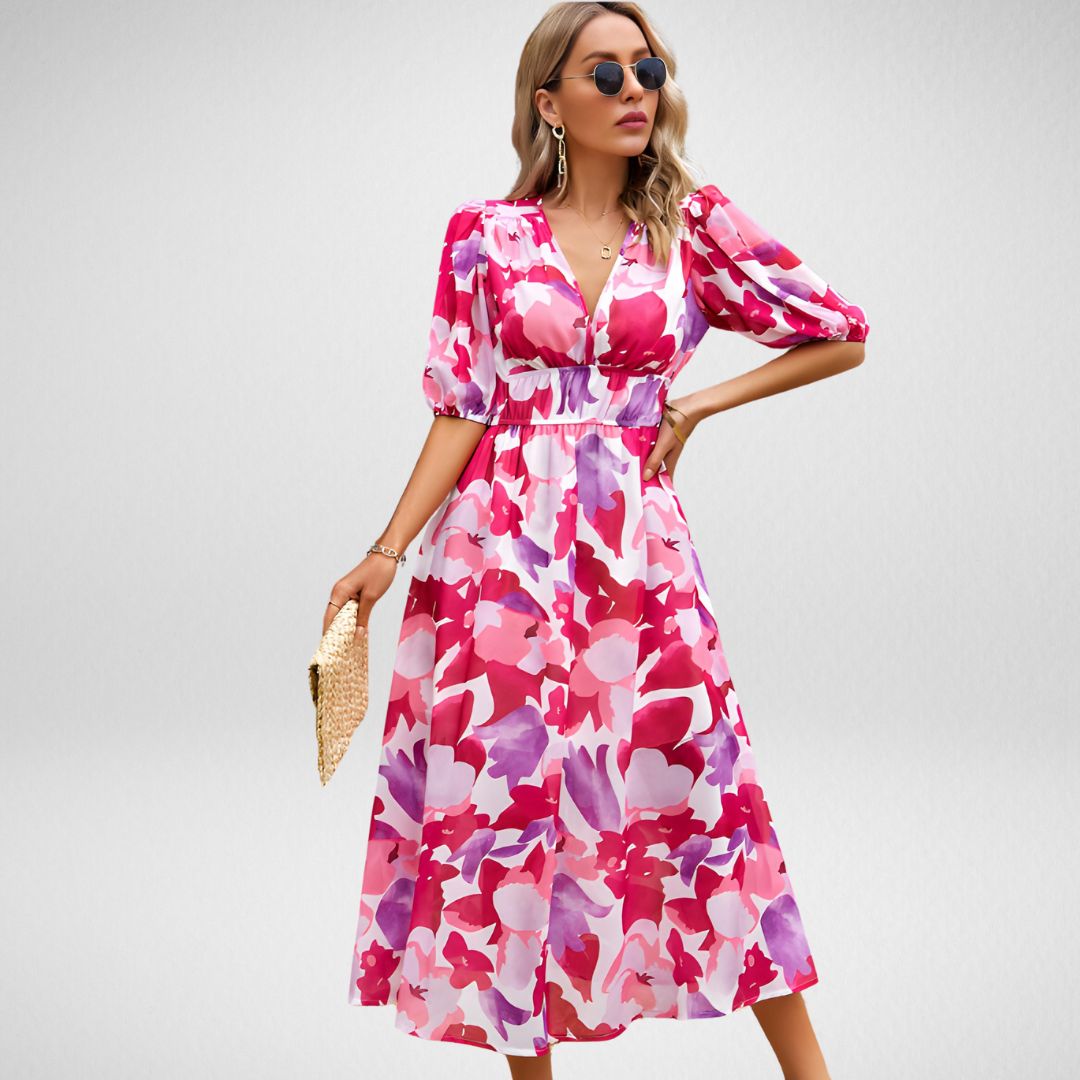 Ellena I Midi Dress with Abstract Pattern