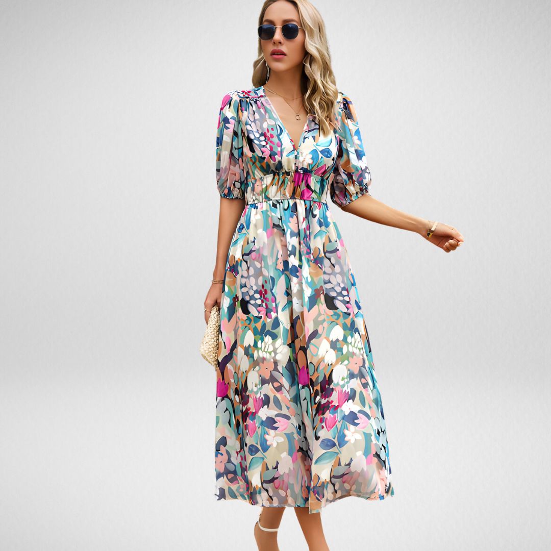 Ellena I Midi Dress with Abstract Pattern