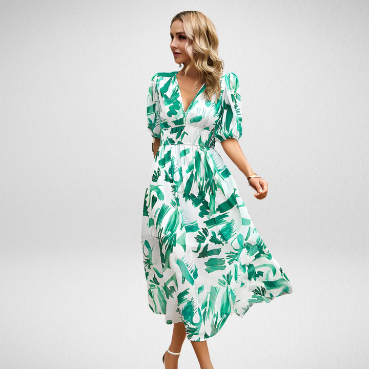Ellena I Midi Dress with Abstract Pattern