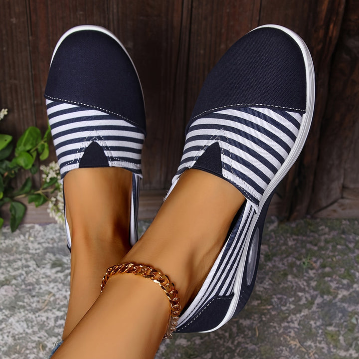 Millie I Comfortable Slip-On Orthopaedic Striped Trainers