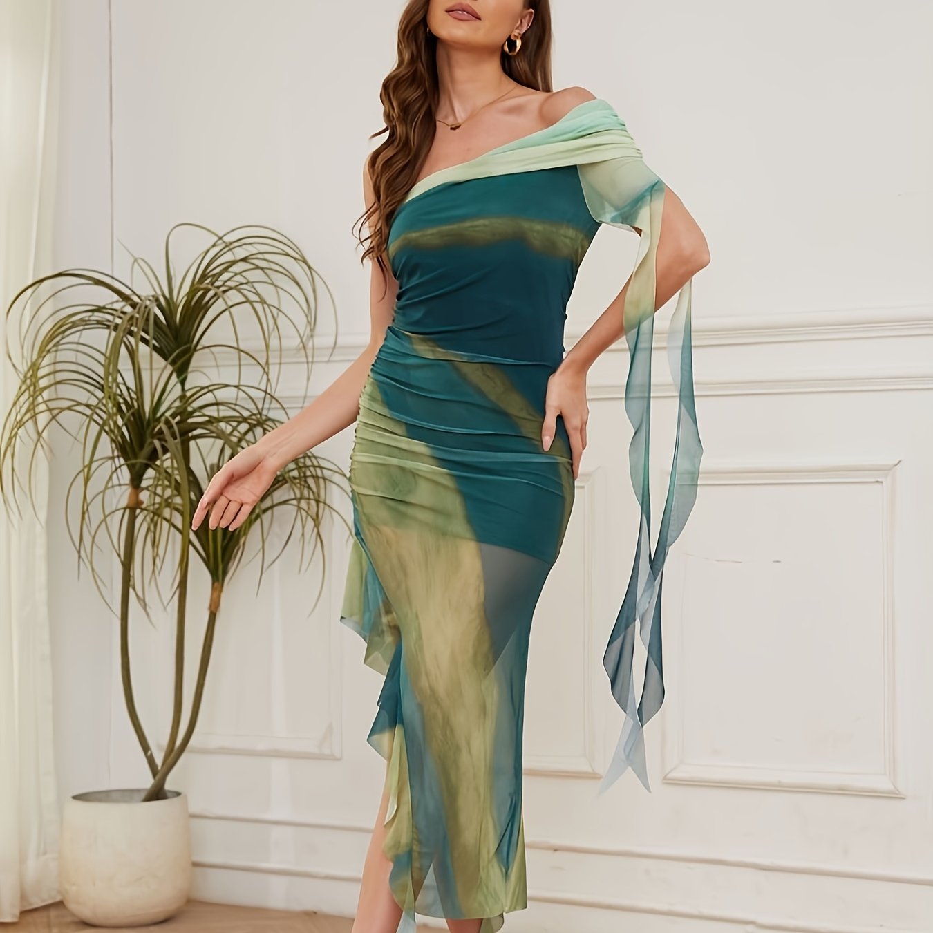 Aurelia | Off-Shoulder Ruffle Mesh Dress