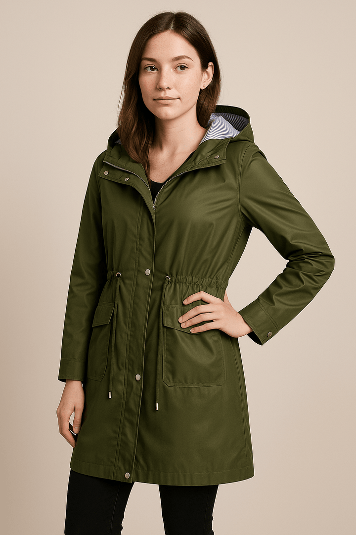 Anaya | Waterproof Over-Knee Hooded Trench Coat with Adjustable Fit