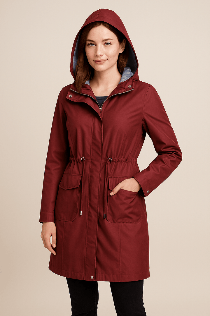 Anaya | Waterproof Over-Knee Hooded Trench Coat with Adjustable Fit