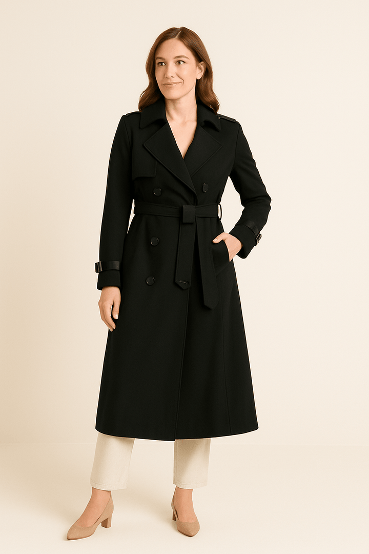 Camille | Double-Breasted Trench Coat – Belted Waist – Classic Fit