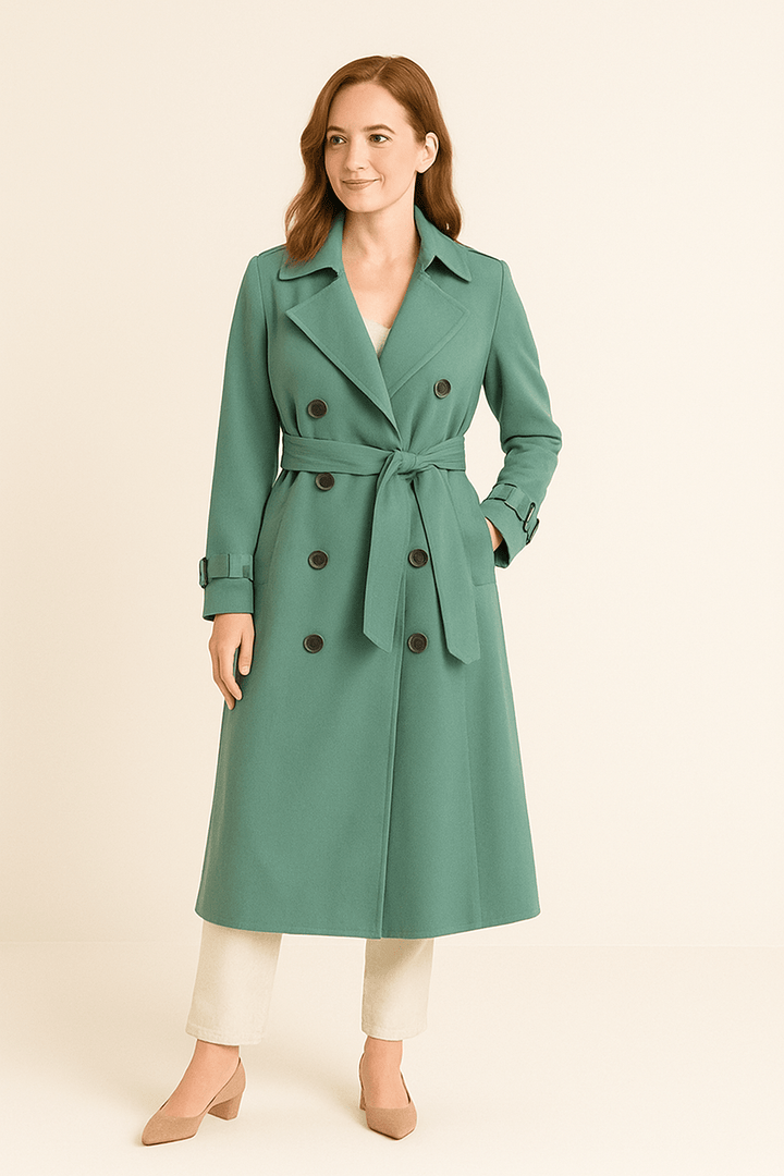 Camille | Double-Breasted Trench Coat – Belted Waist – Classic Fit