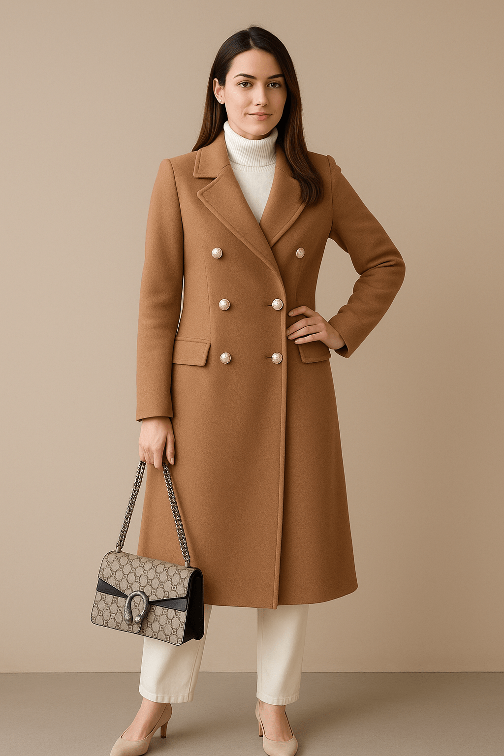 Elspeth | Tailored Wool Trench Coat Double-Breasted Elegance