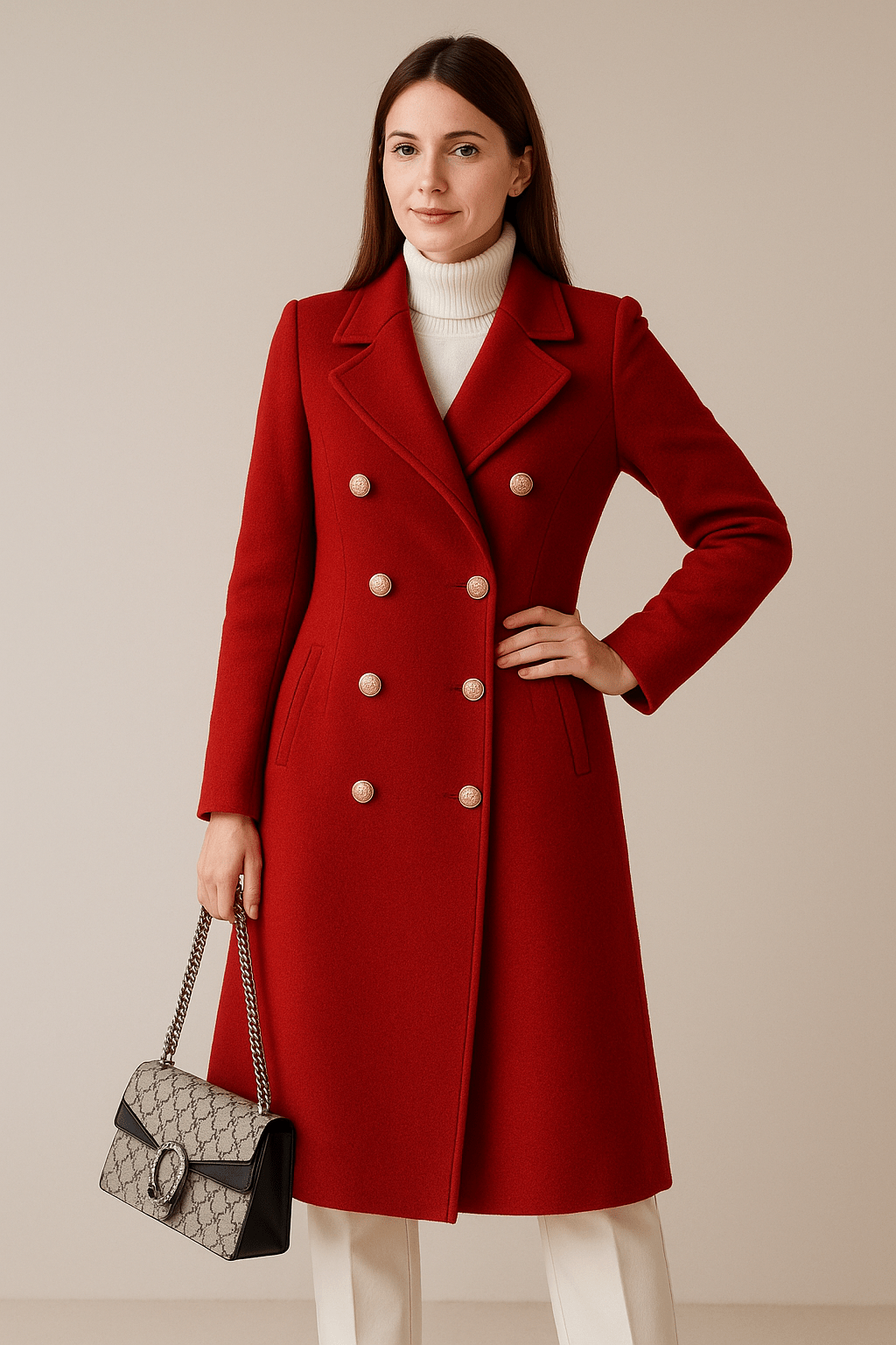 Elspeth | Tailored Wool Trench Coat Double-Breasted Elegance