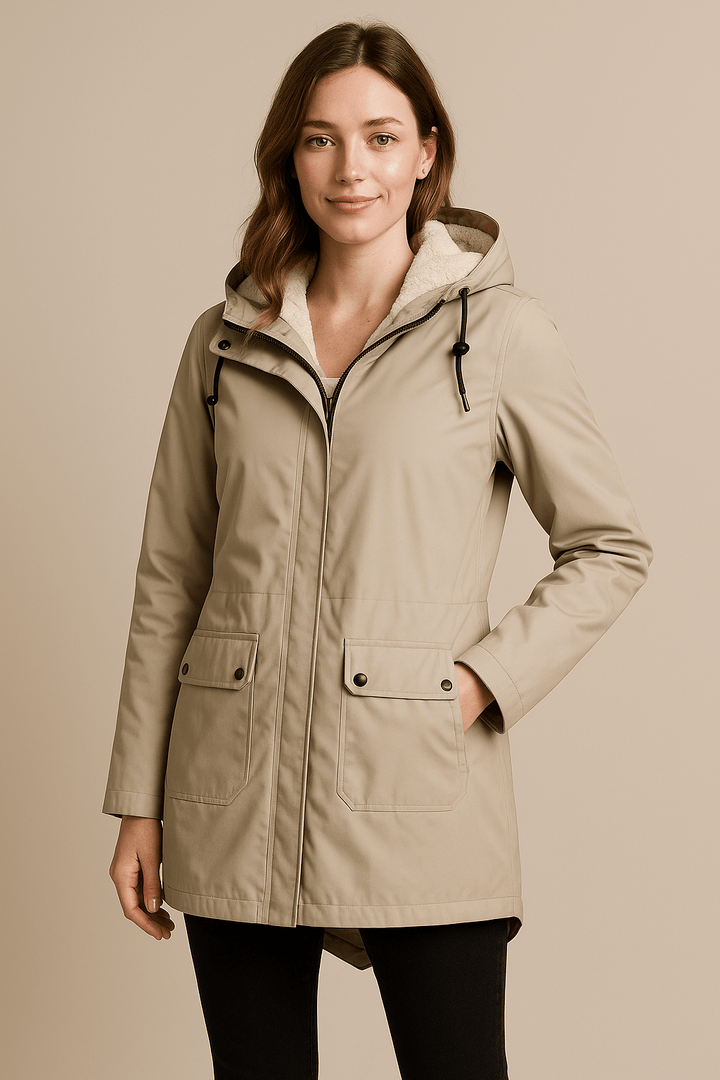 Meera | Waterproof Fleece-Lined Hooded Trench Coat with Tailored Fit