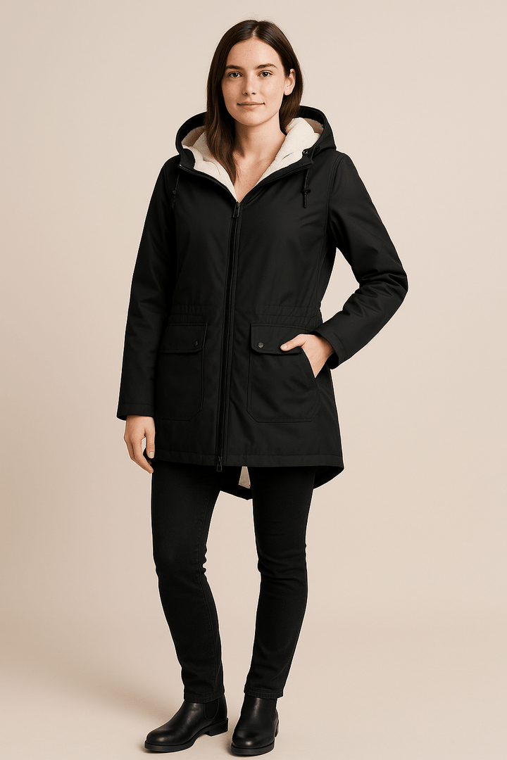 Meera | Waterproof Fleece-Lined Hooded Trench Coat with Tailored Fit