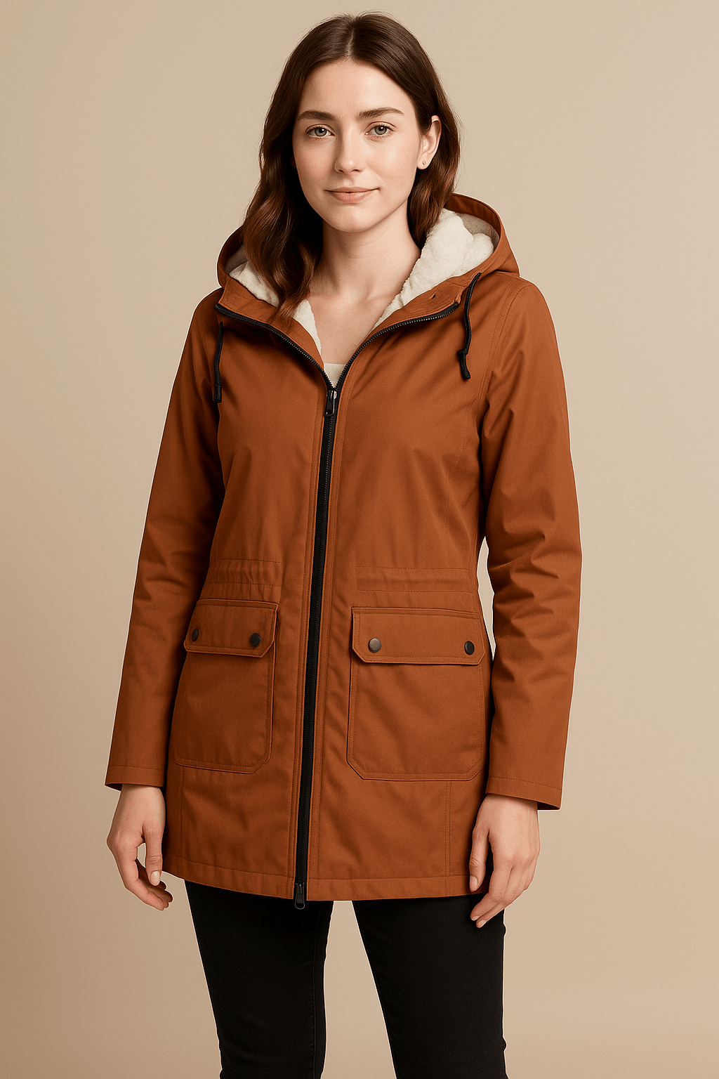 Meera | Waterproof Fleece-Lined Hooded Trench Coat with Tailored Fit