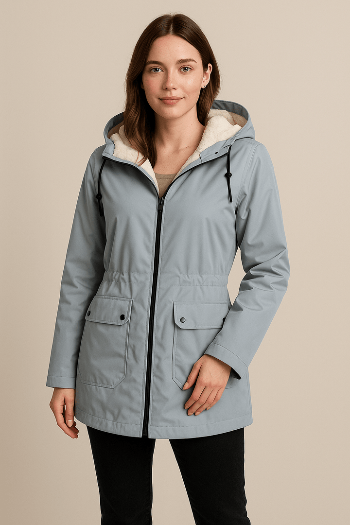 Meera | Waterproof Fleece-Lined Hooded Trench Coat with Tailored Fit